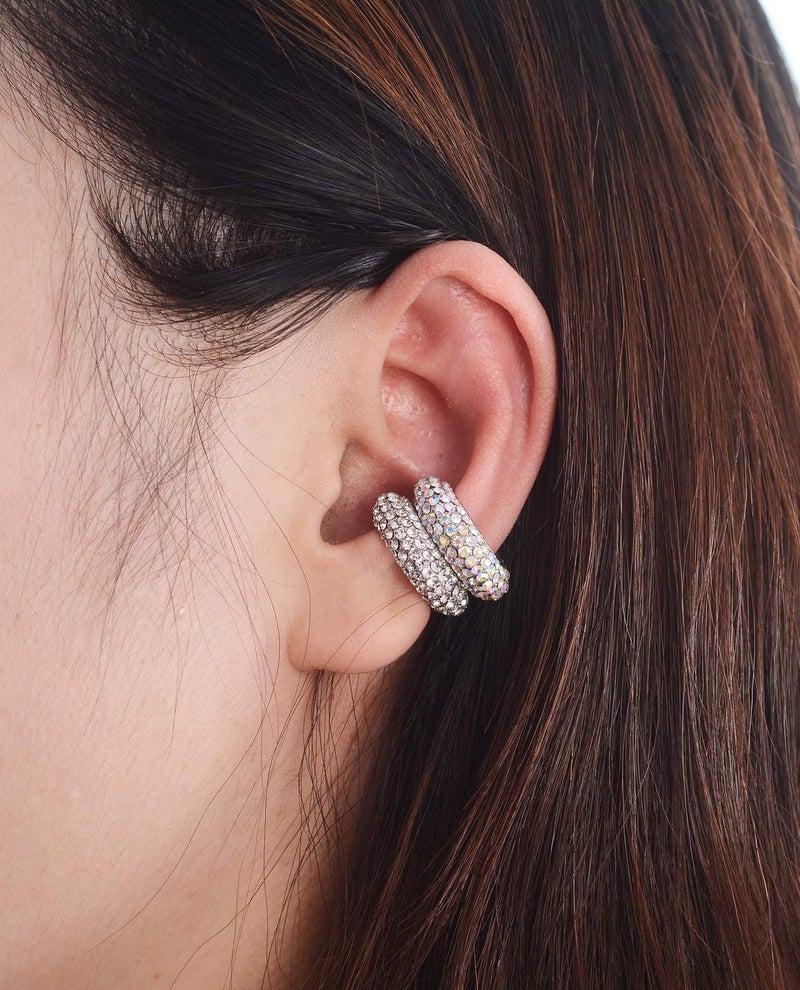 Tornito تورنيدو 6 قطع أقراط هوجي غير مثقوبة مزينة بكريستال زركون للآذان غير المثقوبة، أقراط كارتيلج للنساء - Image 2